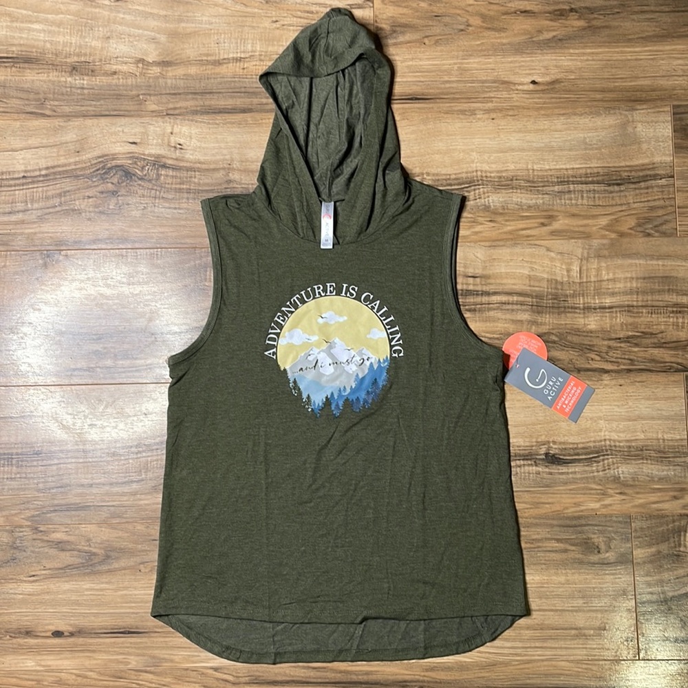 Guru Active Graphic Adventure is Waiting and I am going Sleeveless Hoodie NWT